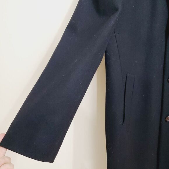 Michael Kors Mens 42L Overcoat Black Wool Blend Single Breasted Lined Old Money - Picture 3 of 14